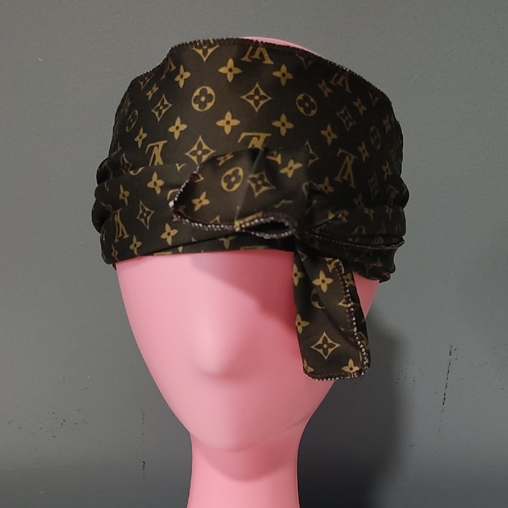 Designer  Brown Hair Tie Headscarf - Picture 5 of 8